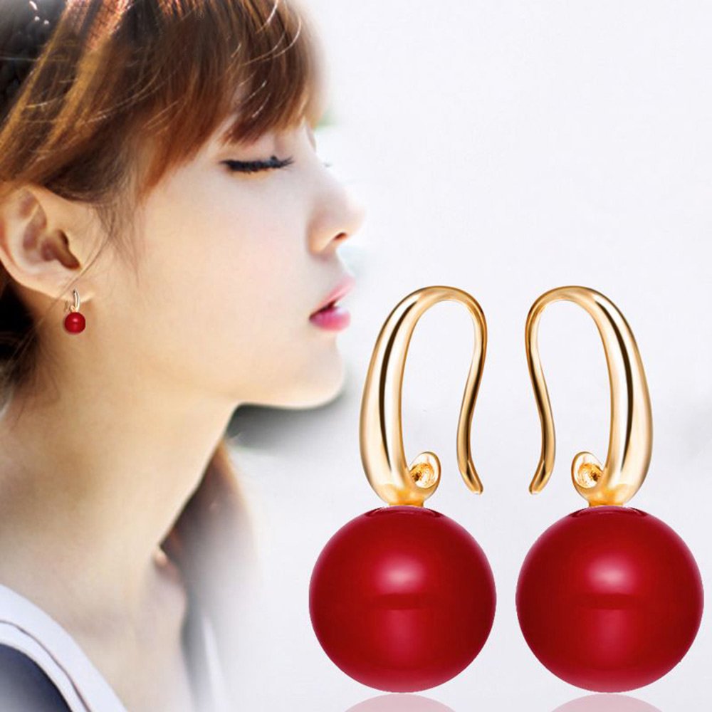 4.1 Inches 12MM Charming Drops Pearl & Gold Earrings for Women | Simulated Pearl Hook Dangle Earrings for Women | Elegant Jewelry Accessories for Woman Fashion, Trendy Cute Prom Huggies Hoop Bridal Earring - Image 3