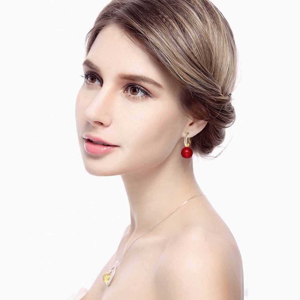 4.1 Inches 12MM Charming Drops Pearl & Gold Earrings for Women | Simulated Pearl Hook Dangle Earrings for Women | Elegant Jewelry Accessories for Woman Fashion, Trendy Cute Prom Huggies Hoop Bridal Earring - Image 5