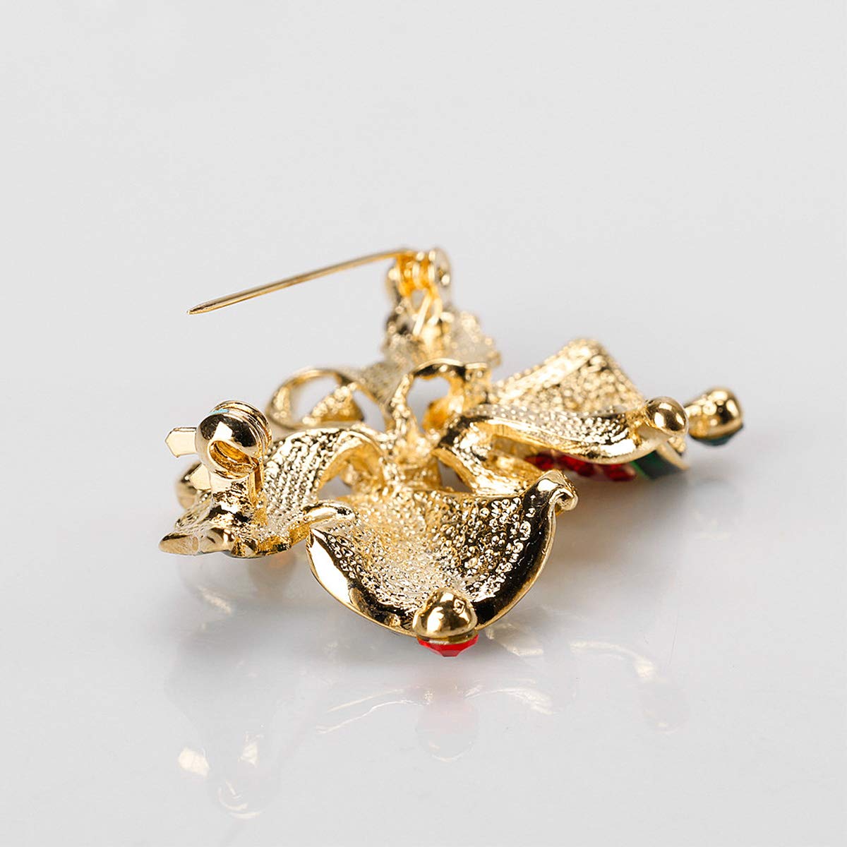 Vintage Design Created Crystal Christmas Jingle Bells, Wreath Shape & Boot Style Xmas Brooch Pins for Women | Festive Winter Sparkling Holiday Rhinestone Christmas Jewelry for Women Fashion - Image 4